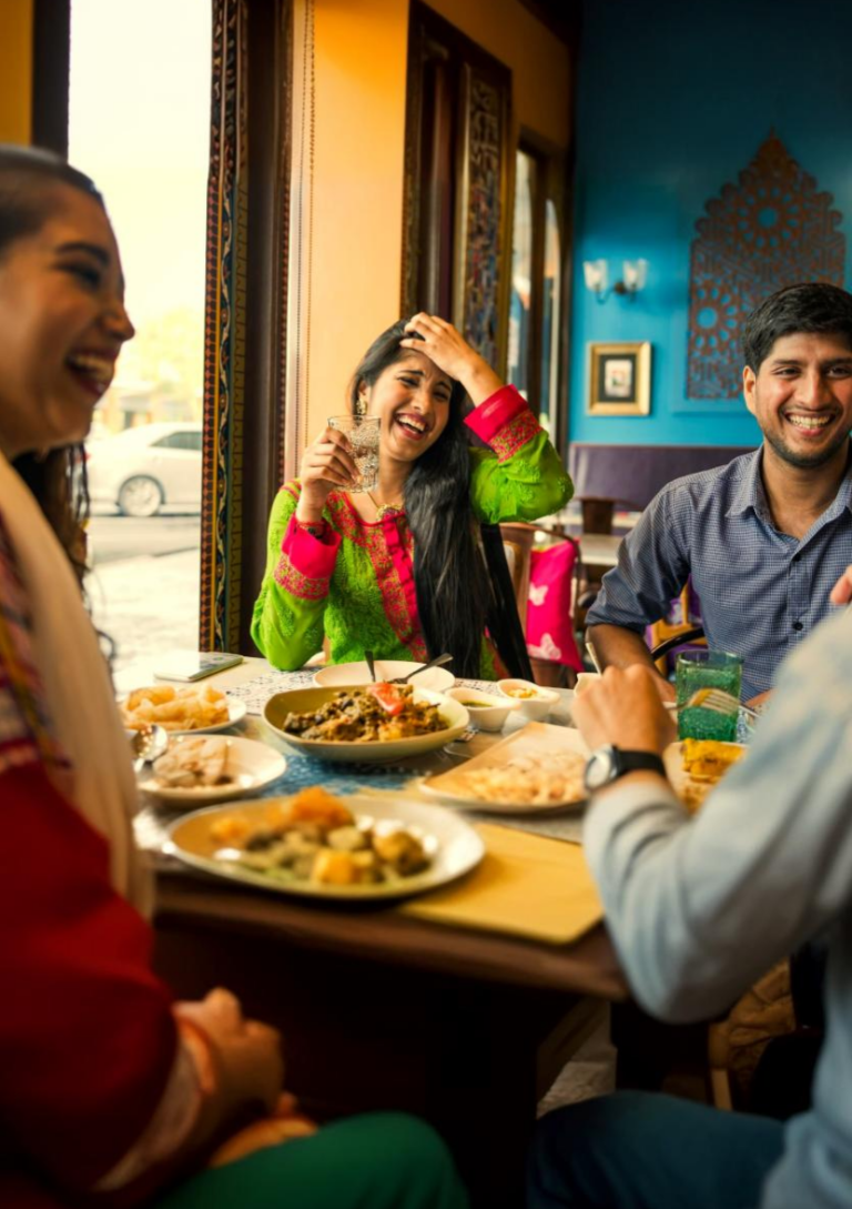 group of people eating